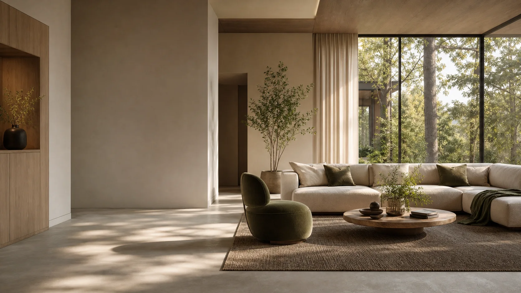 A warm contemporary architectural interior.